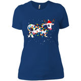 Christmas Lights Cow Wearing Santa Hat Funny Xmas Sweatshirt - Ladies' Boyfriend T-Shirt