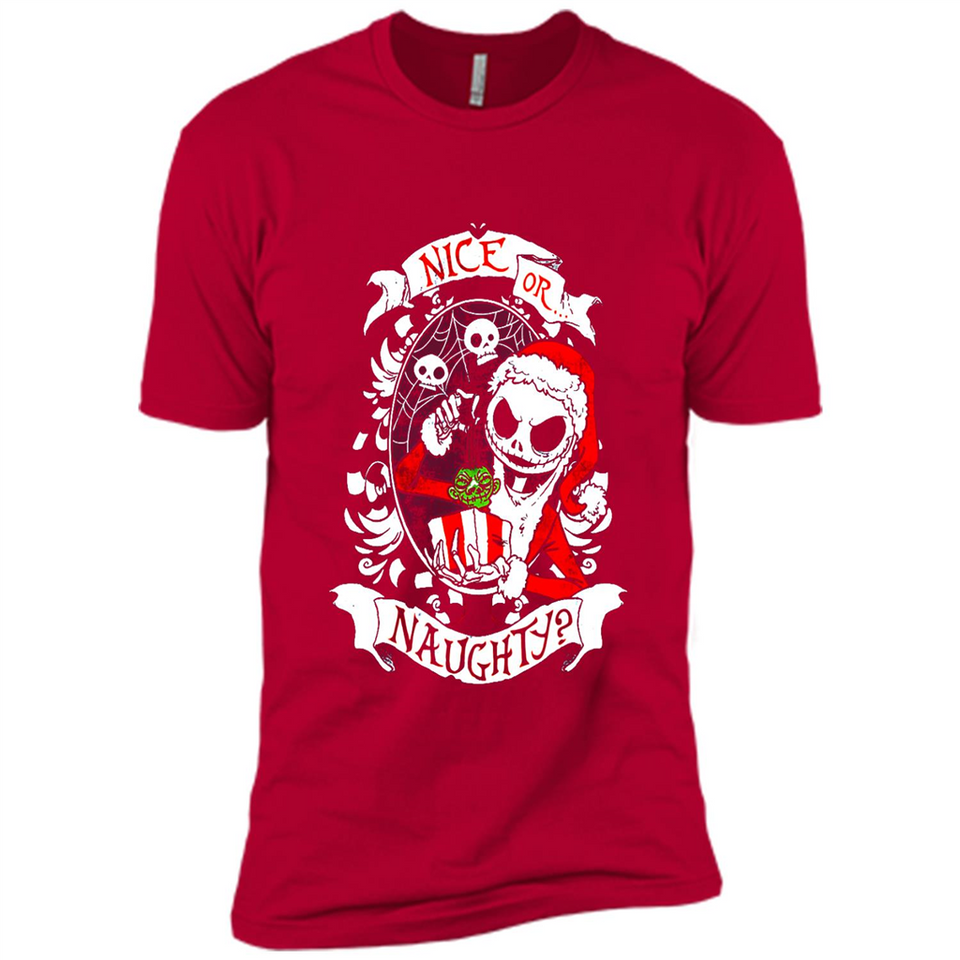 Christmas Shirt, Santa Nice Or Naughty Xmas - Premium Short Sleeve T-Shirt
