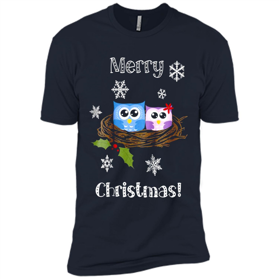 Cute Christmas Shirt Merry Christmas Snowflakes Owls Nest