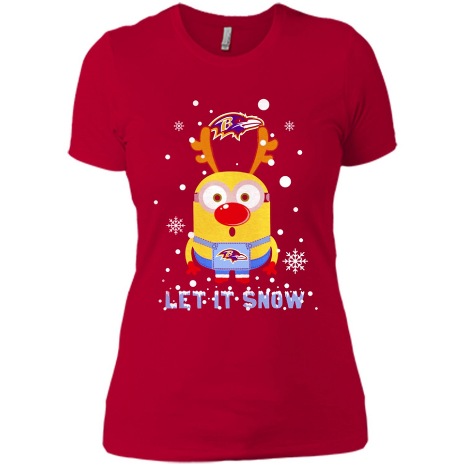 Minion Baltimore Ravens Ugly Christmas Sweater Let it Snow - Ladies' Boyfriend T-Shirt