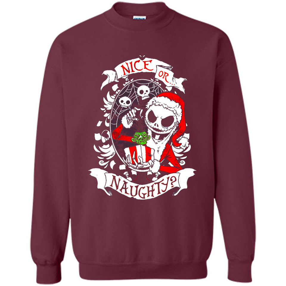 Christmas Shirt, Santa Nice Or Naughty Xmas - Sweatshirt