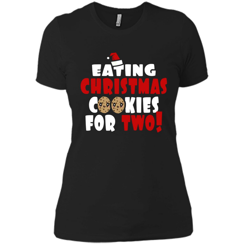 Womens Funny Eating Christmas Cookies For Two Pregnancy - Ladies' Boyfriend T-Shirt