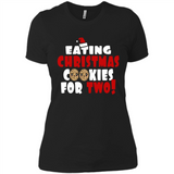 Womens Funny Eating Christmas Cookies For Two Pregnancy - Ladies' Boyfriend T-Shirt