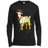 Christmas Lights Goat Wearing Santa Hat T-Shirt - Canvas Long Sleeve T-Shirt