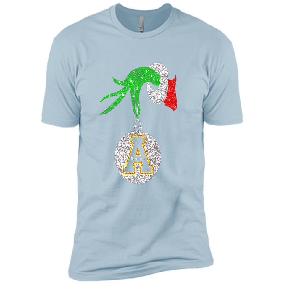 Funny Appalachian State Mountaineers Glitter Grinch Monogram Ornament Christmá - Premium Short Sleeve T-Shirt