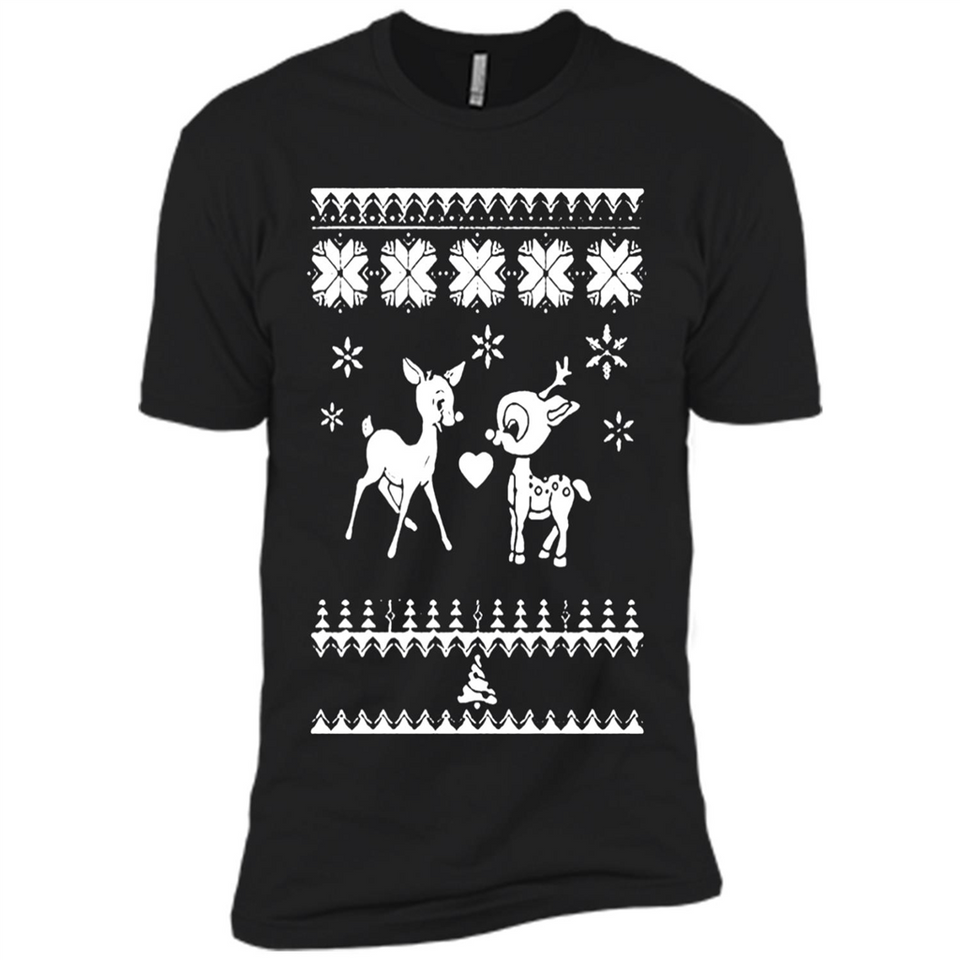 Rudolph and Clarice Ugly Christmas Sweater - Premium Short Sleeve T-Shirt