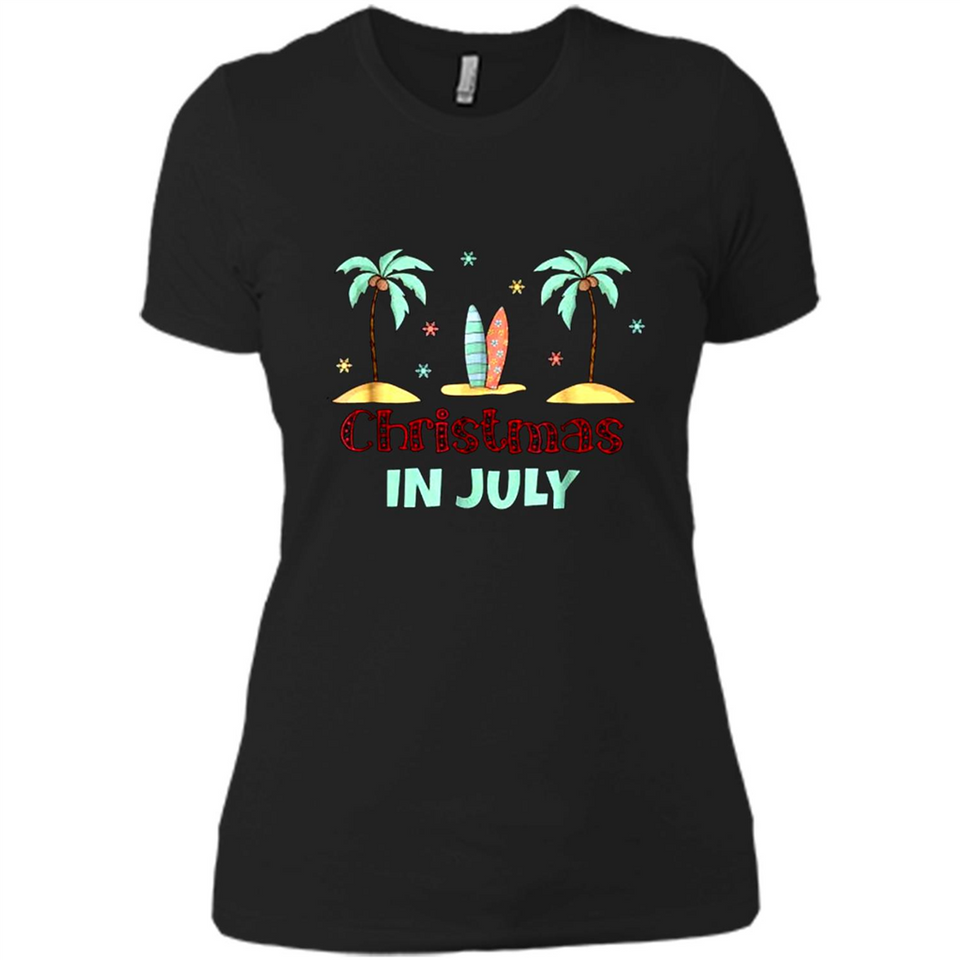 Christmas In July Shirt Surfing Palm Trees Surfboard - Ladies' Boyfriend T-Shirt