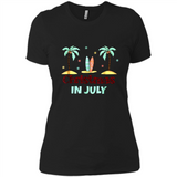 Christmas In July Shirt Surfing Palm Trees Surfboard - Ladies' Boyfriend T-Shirt