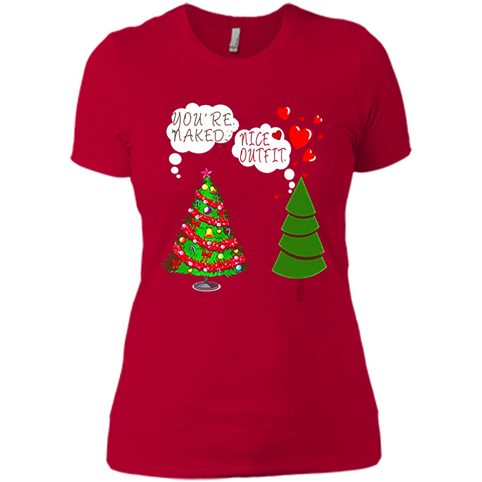 Fir Loves Christmas Tree Funny Undecorated Joke - Ladies' Boyfriend T-Shirt