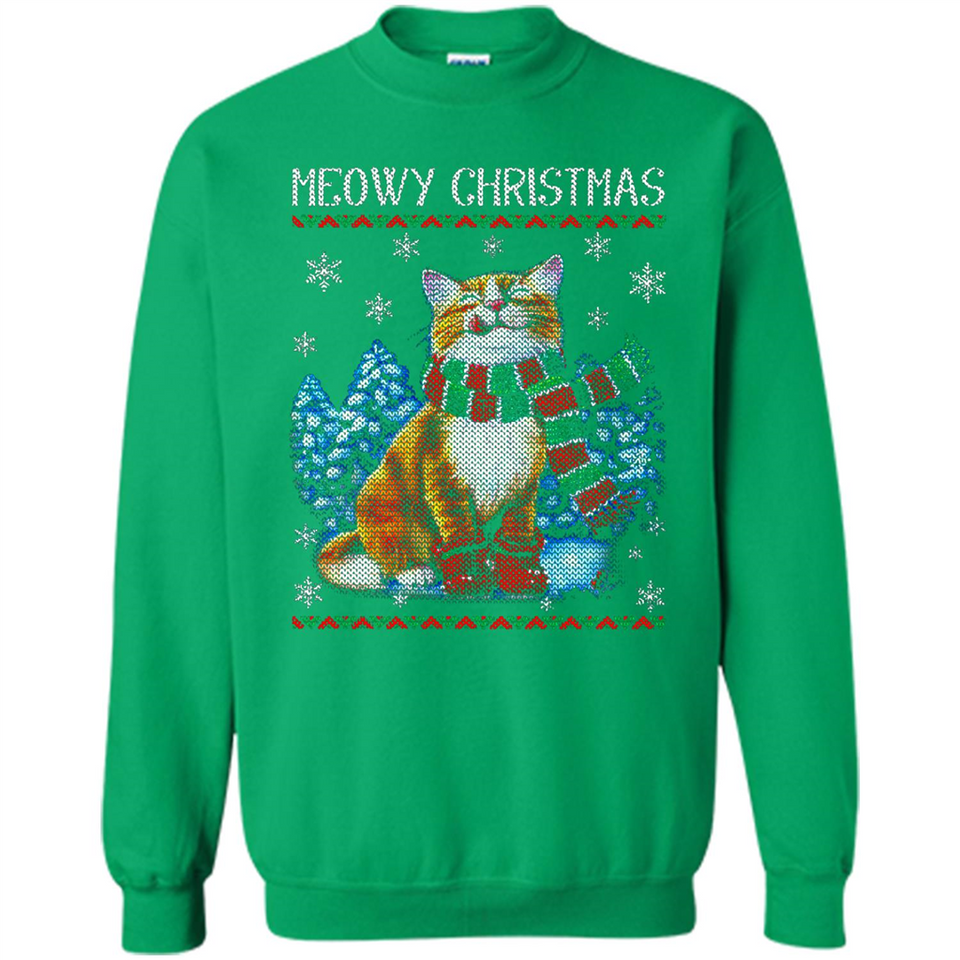 Christmas Ugly Sweater Cat With Christmas Meowy Chritstmas - Sweatshirt