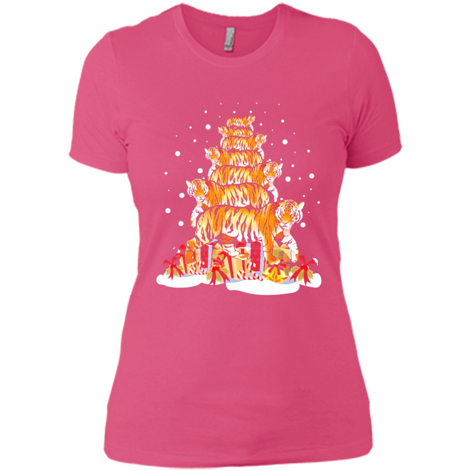 Tiger Christmas Tree Funny Merry Christmas - Ladies' Boyfriend T-Shirt
