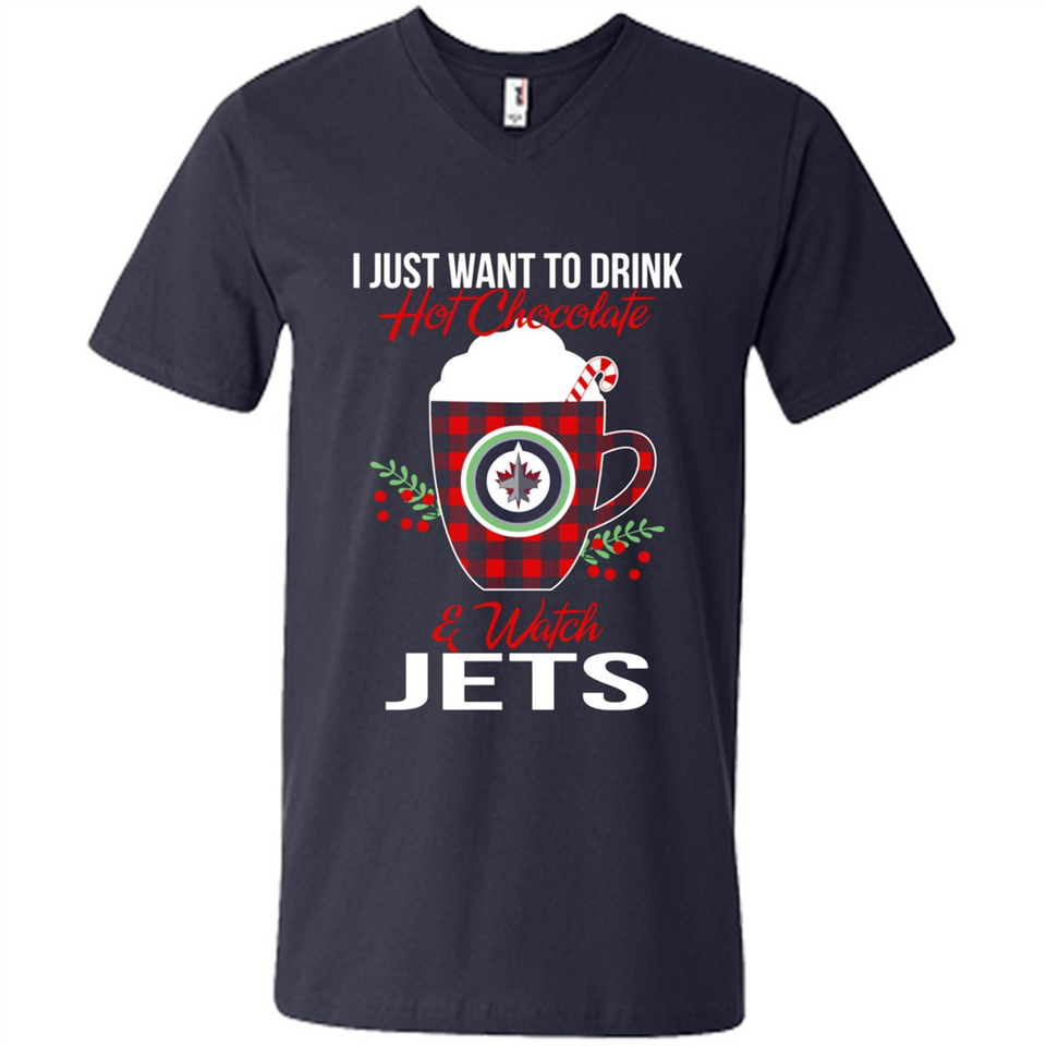I Just Want To Drink Hot Chocolate & Watch Winnipeg Jets Ugly Christmas Sweater PINGPONG