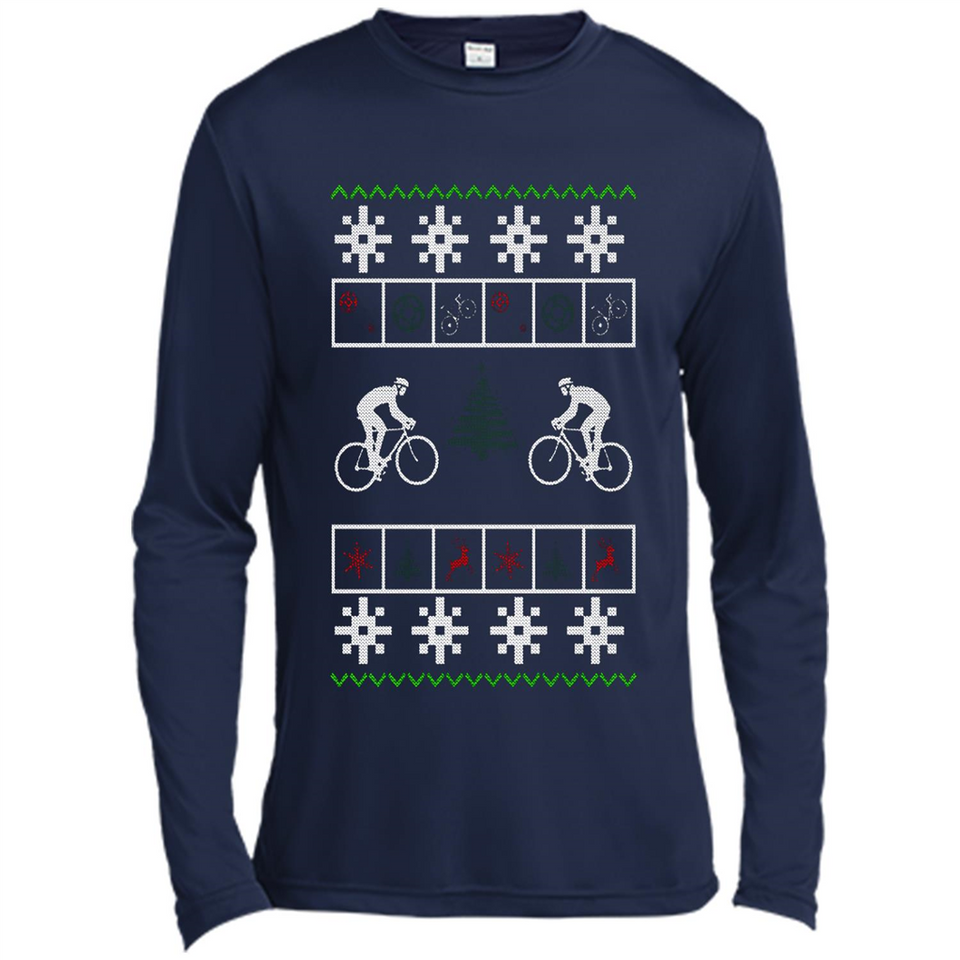 Christmas Ugly Sweater Cycling - Best Ugly Christmas Sweater - Canvas Long Sleeve T-Shirt