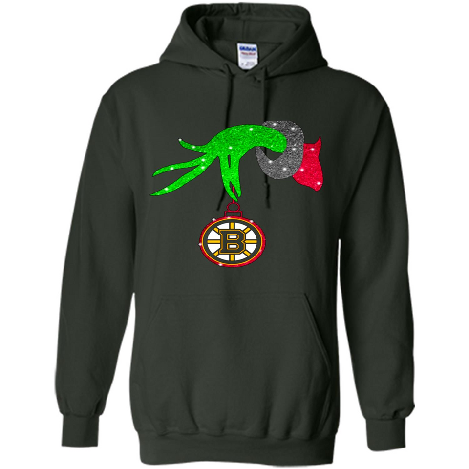 GRINCH HAND HOLDING BOSTON BRUINS GLITTER CHRISTMAS PINGPONG