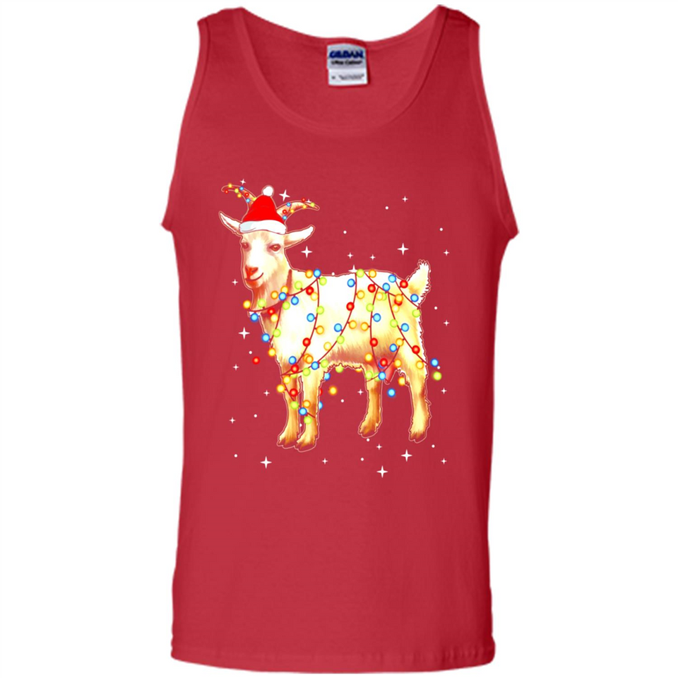 Christmas Lights Goat Wearing Santa Hat Funny Xmas - Tank Top