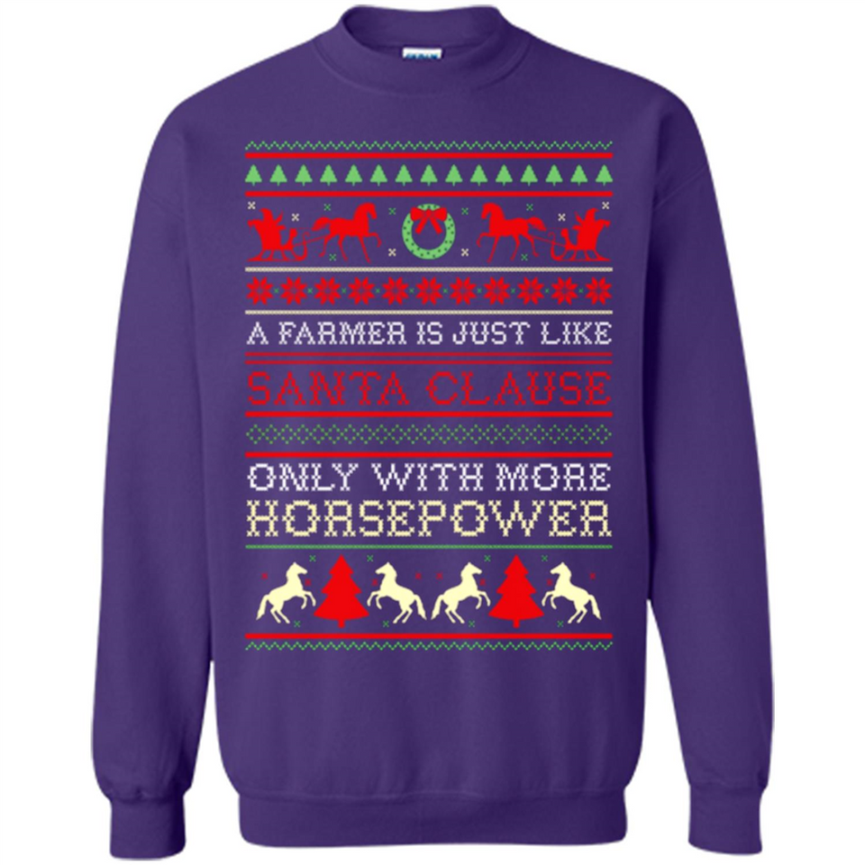 Funny Farmers Gift Ugly Santa Claus Horsepower - Sweatshirt