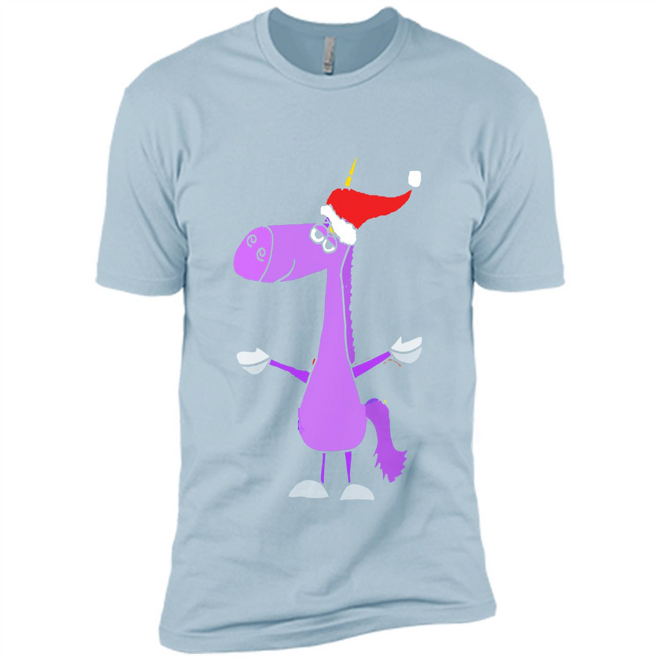 Funny Christmas Unicorn in Santa Hat - Premium Short Sleeve T-Shirt