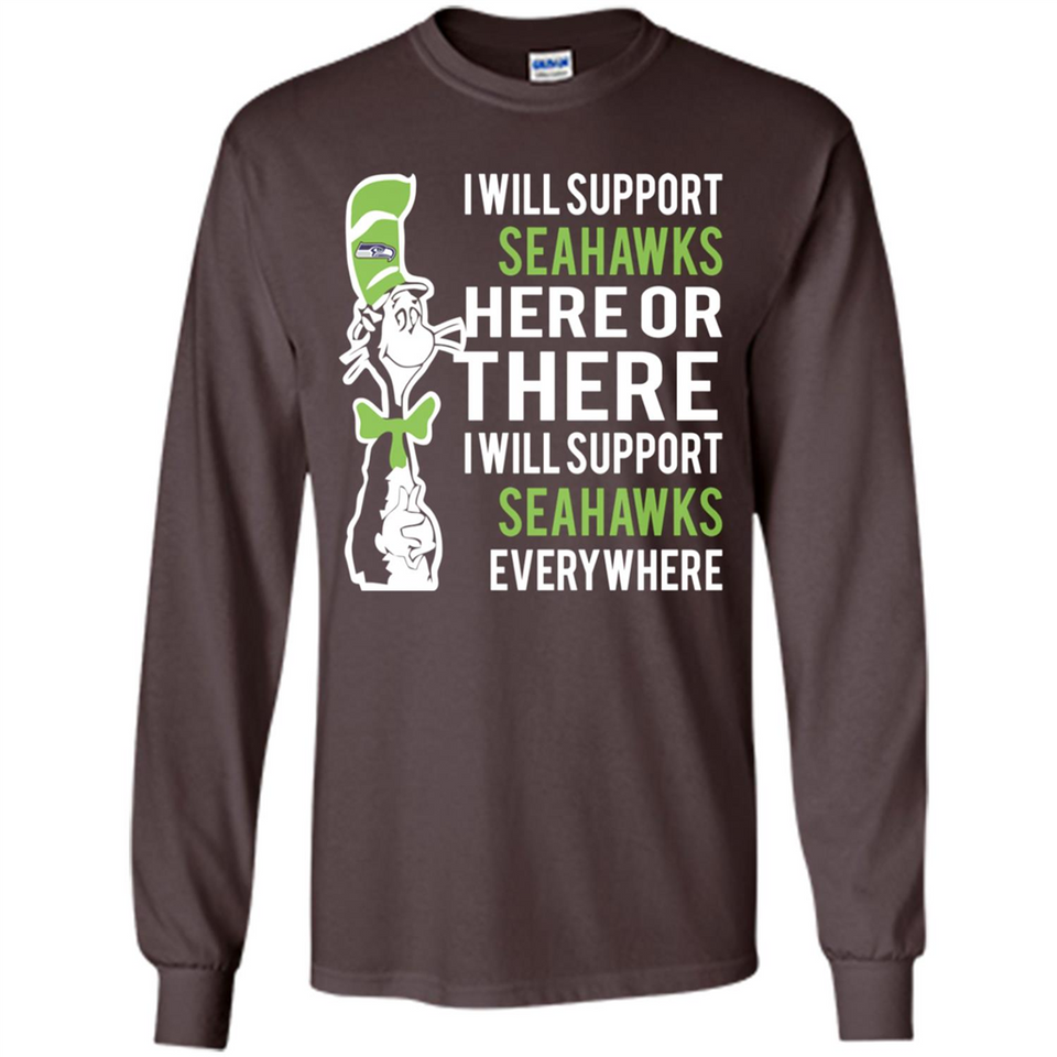 Shirt For Dr Seuss Cat And Seattle Seahawks Fans - Long Sleeve T-Shirt