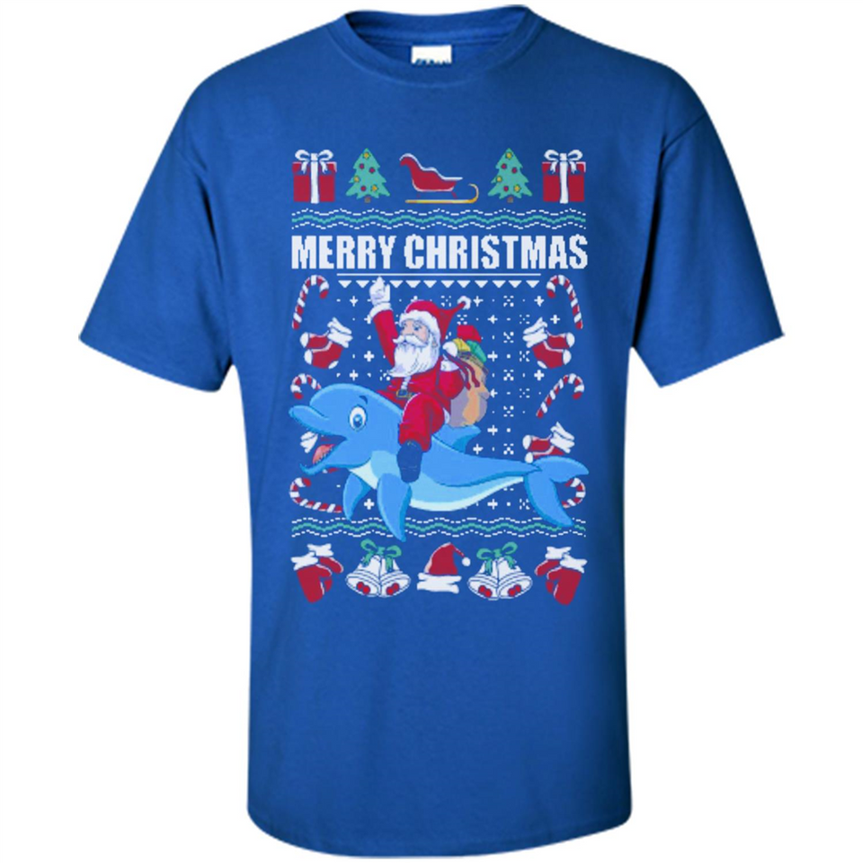 Ugly Christmas Santa Riding Dolphin - Shirt