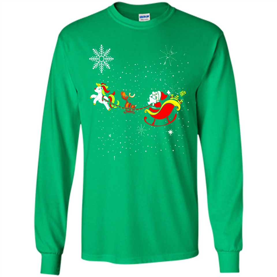 Christmas Unicorn Rudolph and Santa - Long Sleeve T-Shirt