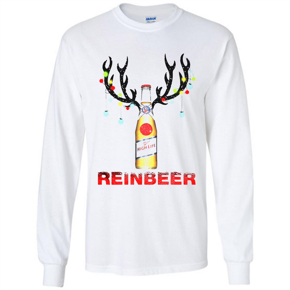 Miller High Life beer reinbeer Christmas - Long Sleeve T-Shirt