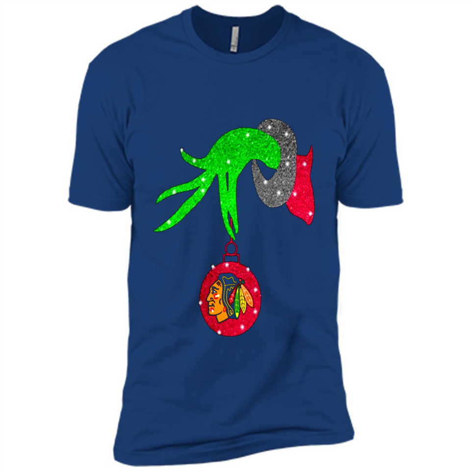 GRINCH HAND HOLDING CHICAGO BLACKHAWKS GLITTER CHRISTMAS PINGPONG