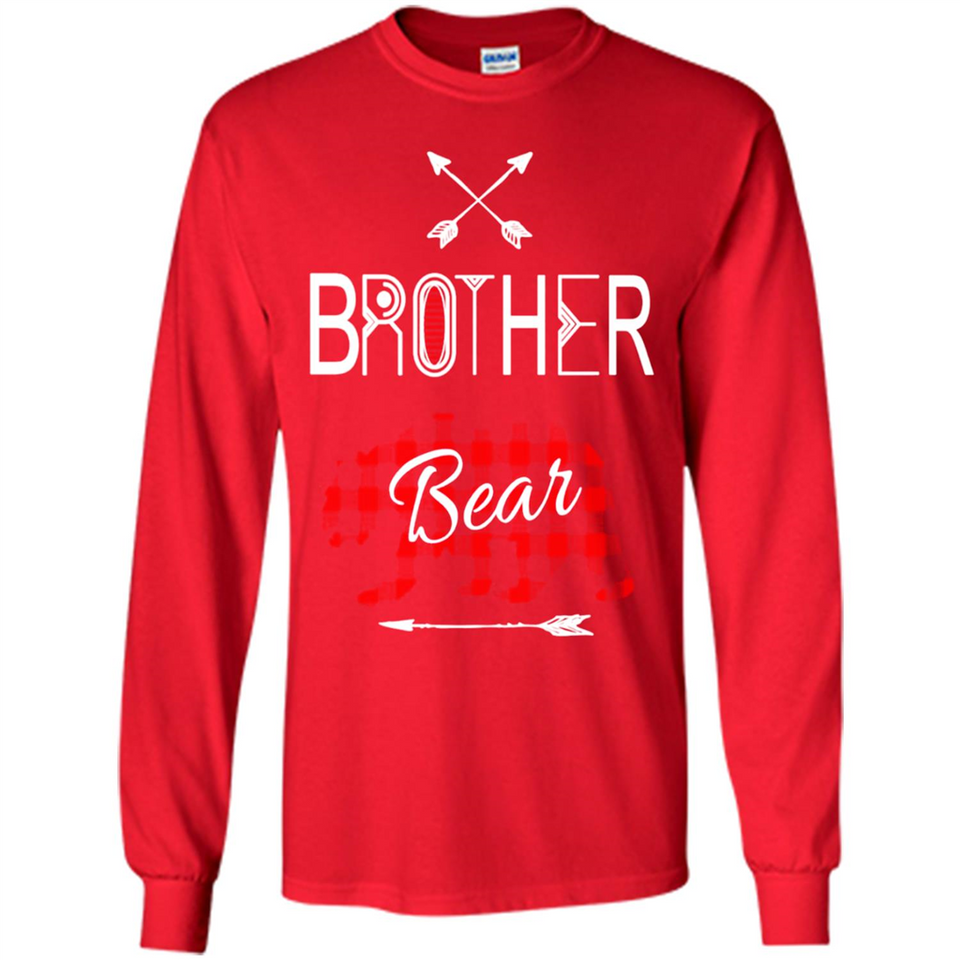 Brother Shirt Buffalo Plaid Family Camping Bear Tee - Long Sleeve T-Shirt