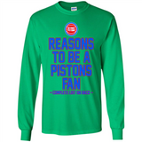 Reasons to be a Detroit Pistons Fan Complete List on Back - Long Sleeve T-Shirt