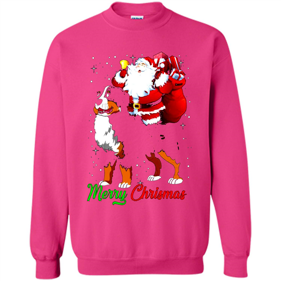Merry Christmas Santa Claus With Big Dog sweater PINGPONG