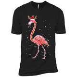 Christmas Lights Flamingo Wearing Santa Hat Funny Xmas - Premium Short Sleeve T-Shirt