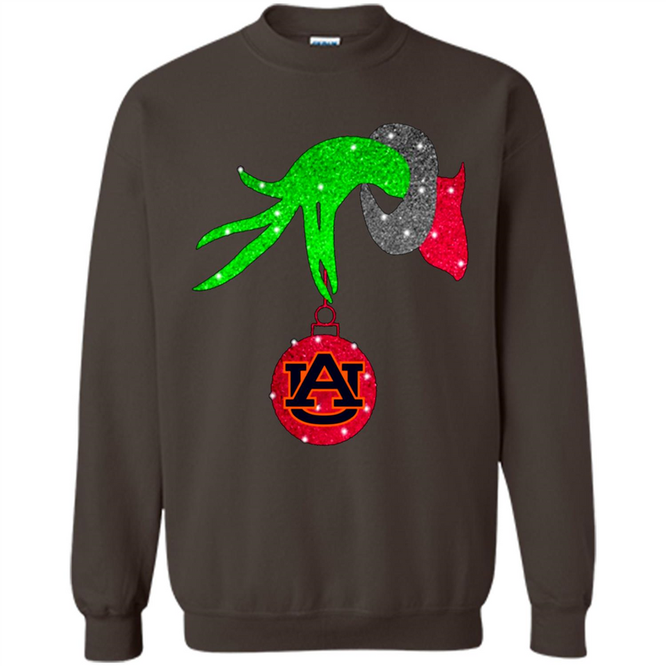 GRINCH HAND HOLDING AUBURN TIGERS GLITTER CHRISTMAS PINGPONG