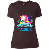 Unicorns are born in Taurus Birthday Rainbow Gift Ladies Custom
