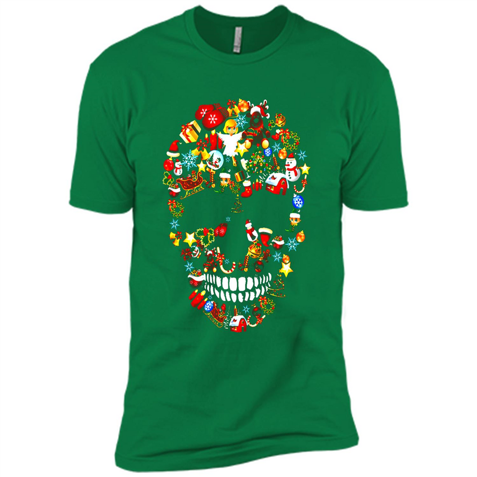 Skull Christmas Decorations Merry Xmas T-Shirt - Premium Short Sleeve T-Shirt