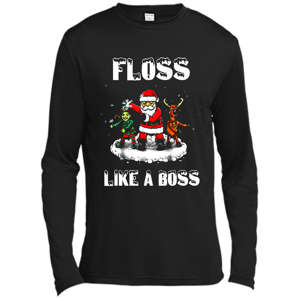 Floss Like A Boss Santa Flossing Dance Funny - Canvas Long Sleeve T-Shirt