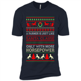 Funny Farmers Gift Ugly Santa Claus Horsepower - Premium Short Sleeve T-Shirt