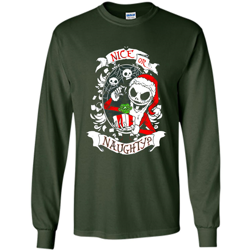 Christmas Shirt, Santa Nice Or Naughty Xmas - Long Sleeve T-Shirt