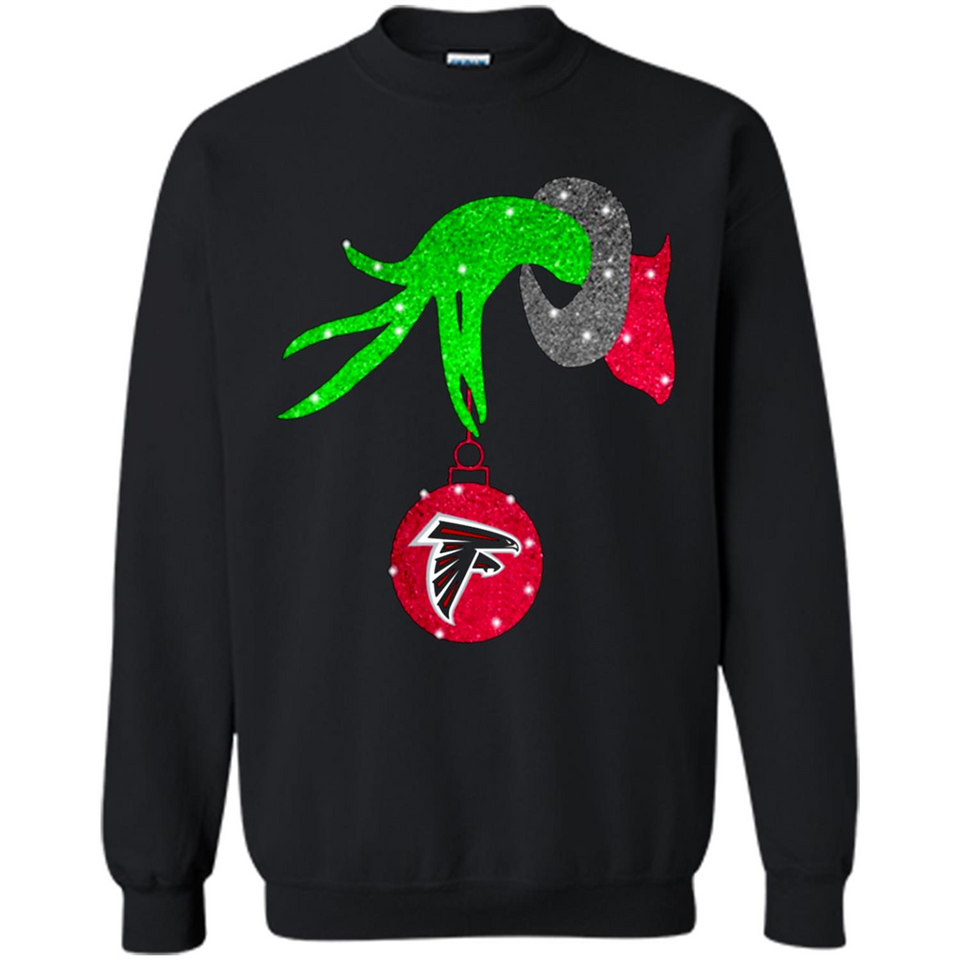 GRINCH HAND HOLDING ATLANTA FALCONS GLITTER CHRISTMAS PINGPONG