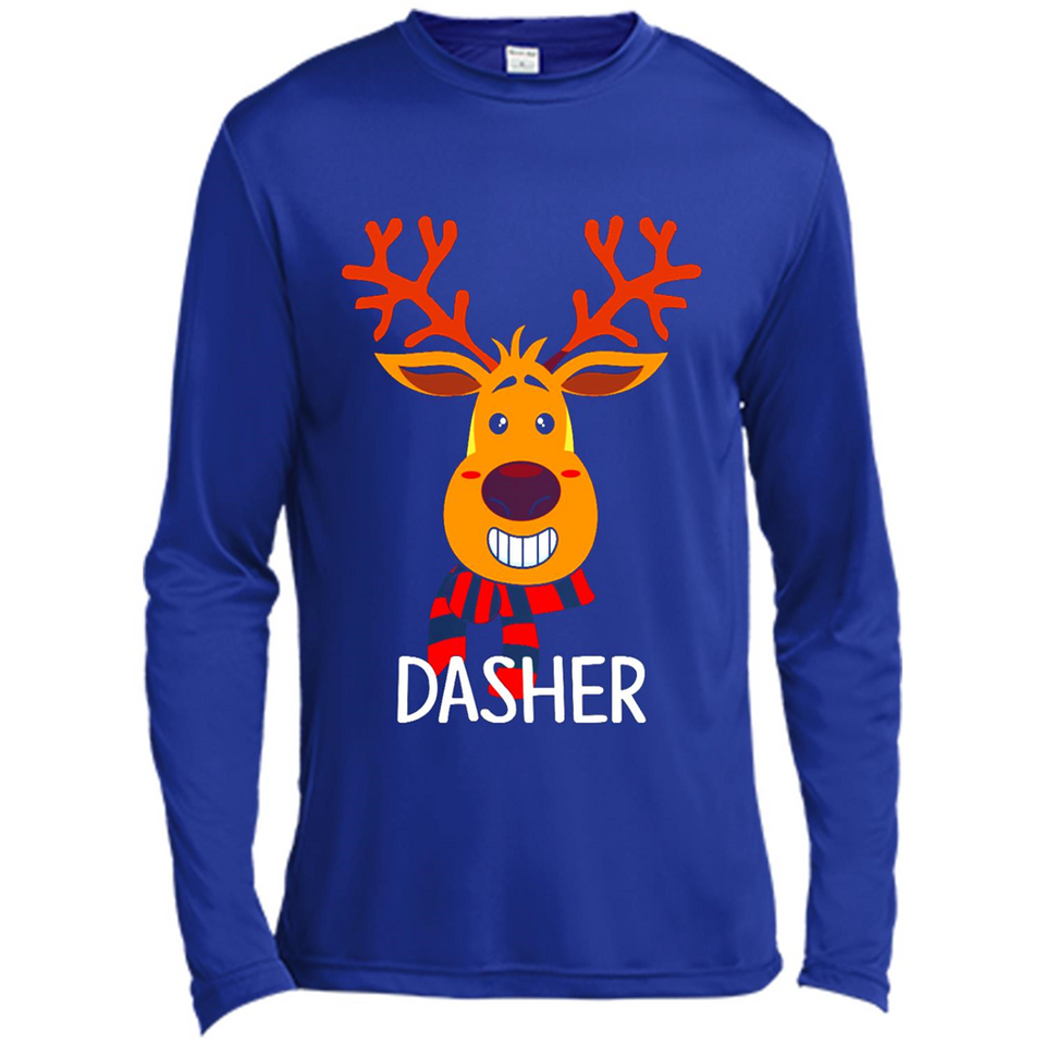 Dasher Reindeer Santa Claus Funny Xmas Holiday T-Shirt - Canvas Long Sleeve T-Shirt