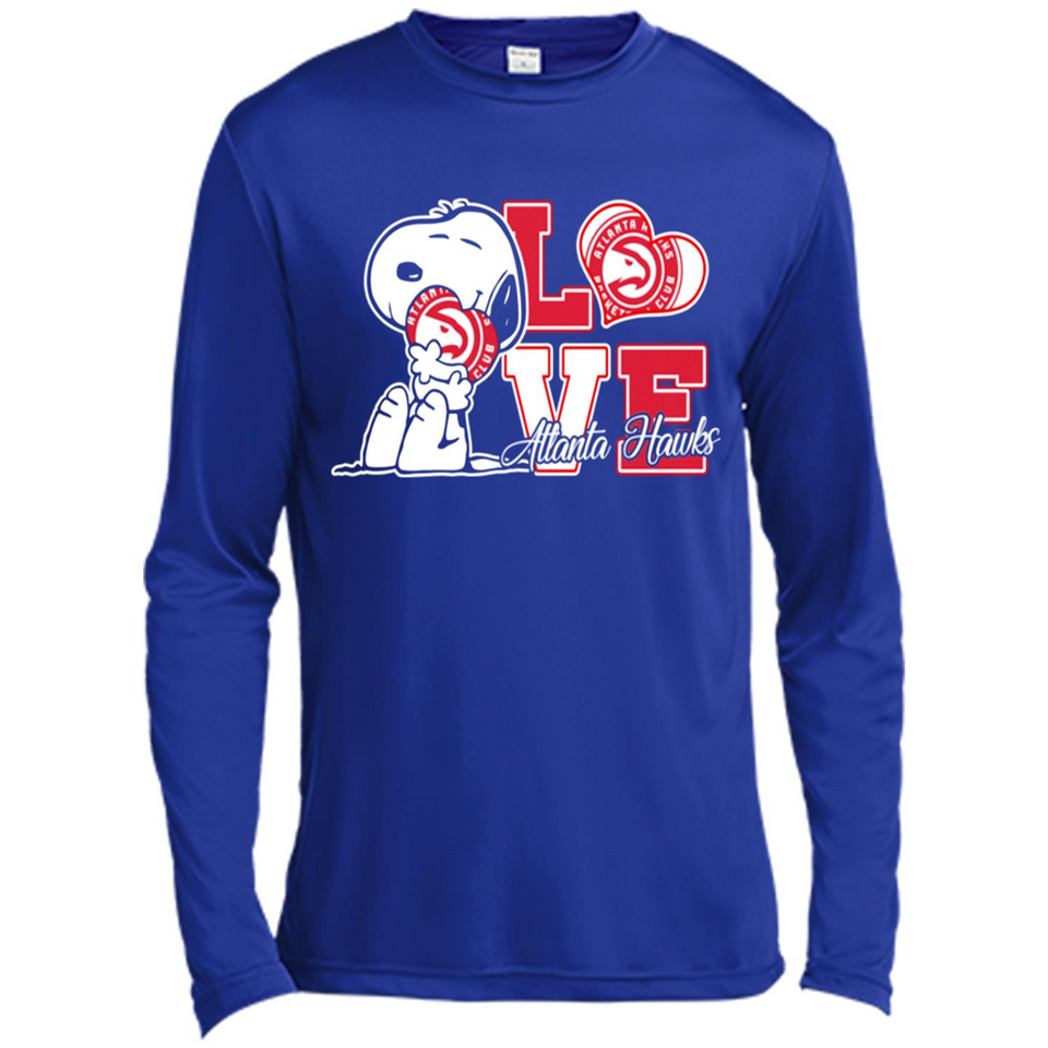 Snoopy loves NBA Atlanta Hawks - Canvas Long Sleeve T-Shirt