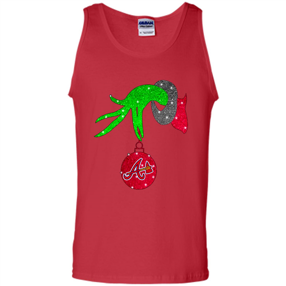 GRINCH HAND HOLDING ATLANTA BRAVES GLITTER CHRISTMAS PINGPONG