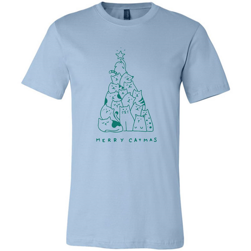 Merry Catmas Funny Cat Christmas Tree Sweatshirt - Canvas Unisex T-Shirt