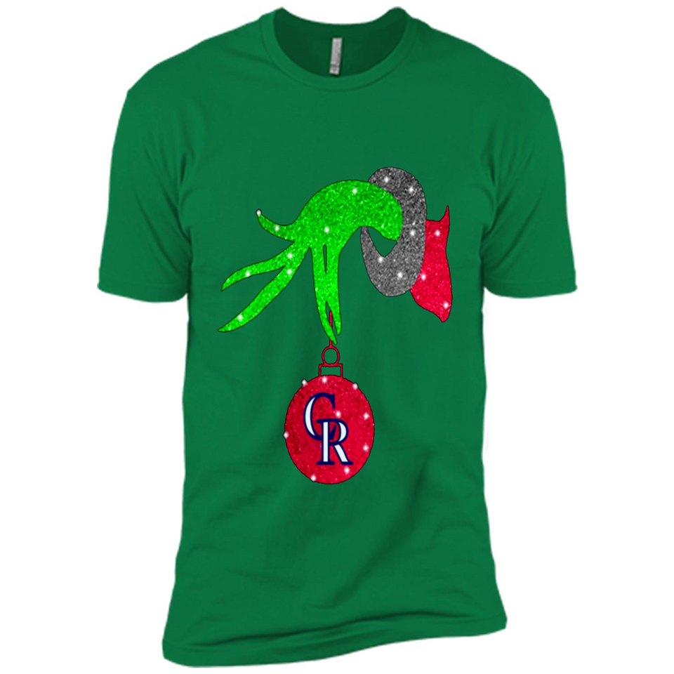 GRINCH HAND HOLDING COLORADO ROCKIES GLITTER CHRISTMAS PINGPONG