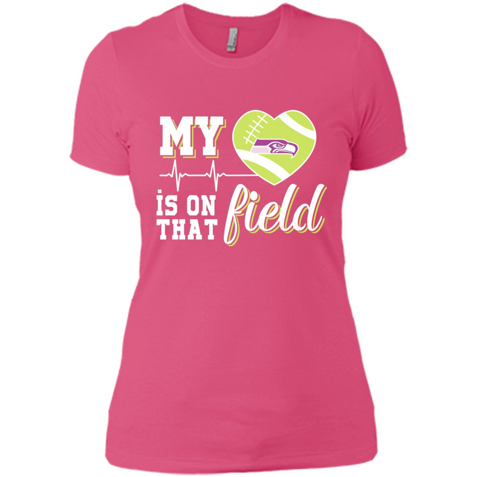 Seattle Seahawks Football My Heart is on that Field - Ladies' Boyfriend T-Shirt