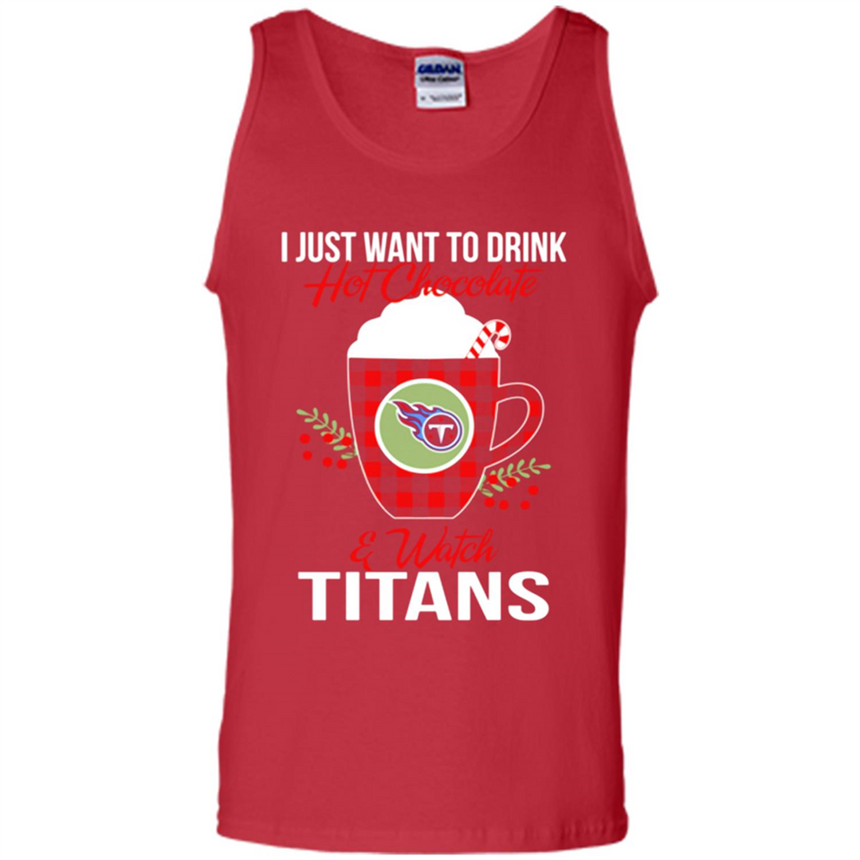 I Just Want To Drink Hot Chocolate & Watch Tennessee Titans Ugly Christmas Sweater PINGPONG