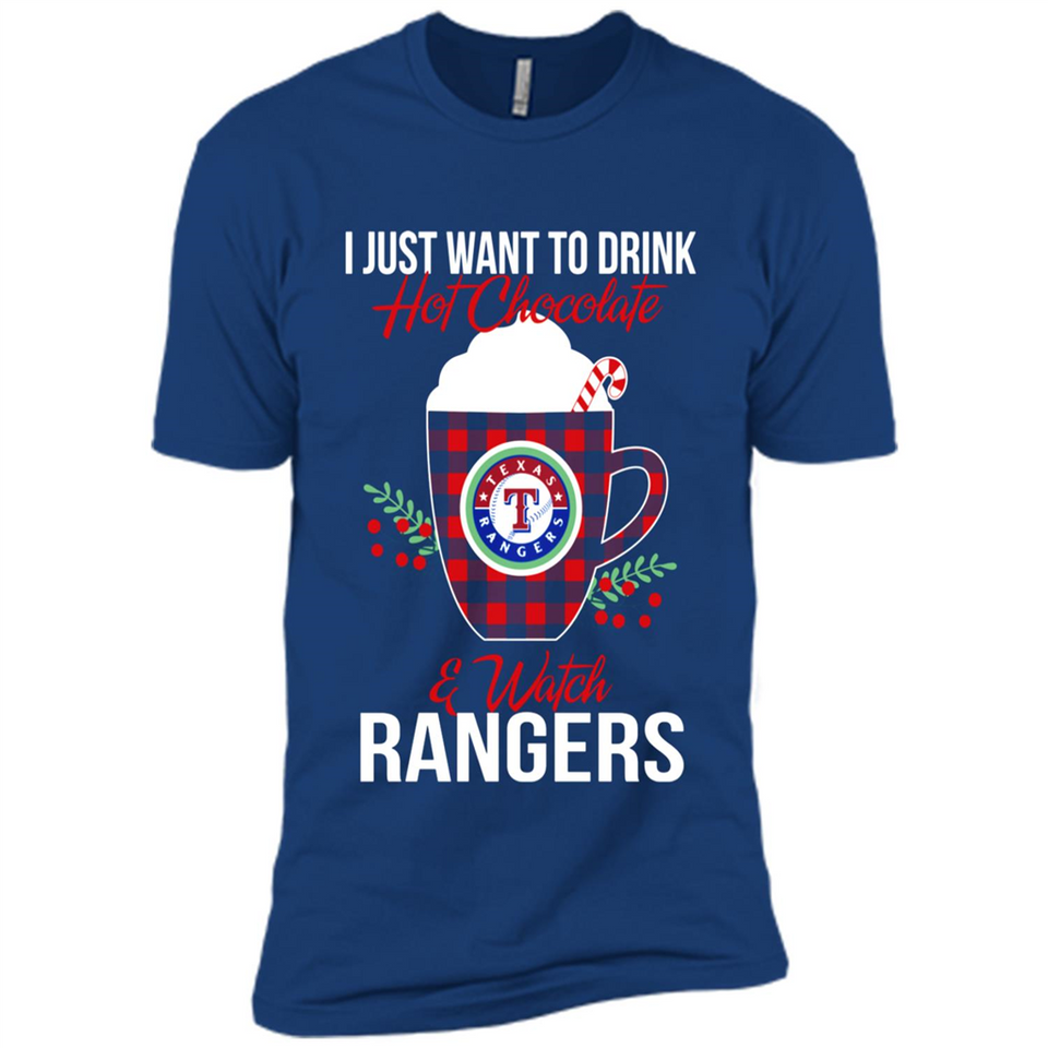 I Just Want To Drink Hot Chocolate & Watch Texas Rangers Ugly Christmas Sweater PINGPONG