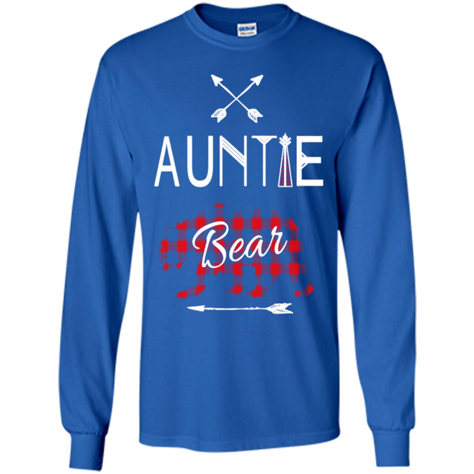 Aunt Shirt Buffalo Plaid Family Camp Bear Tee - Long Sleeve T-Shirt