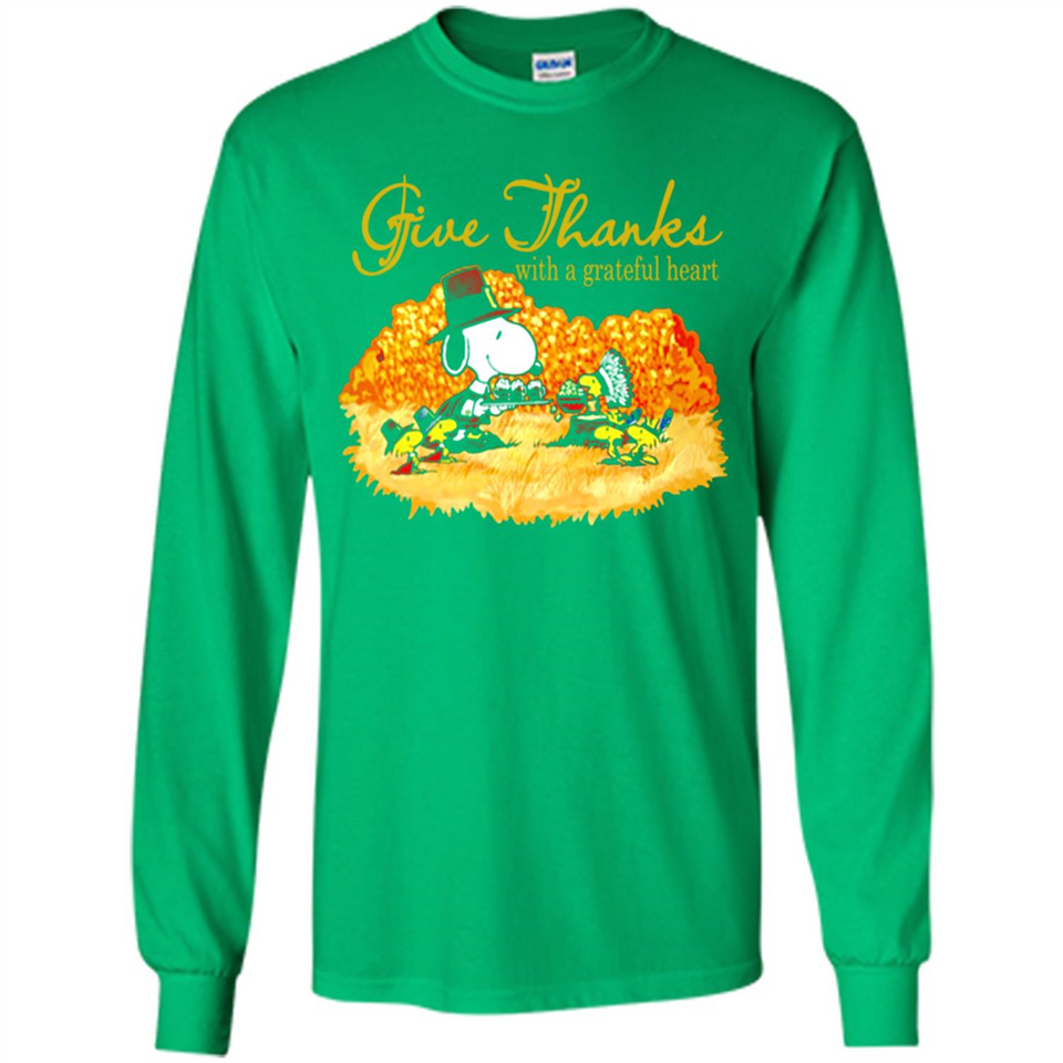 Snoopy Thanksgiving Give Thanks With A Grateful Heart - Long Sleeve T-Shirt