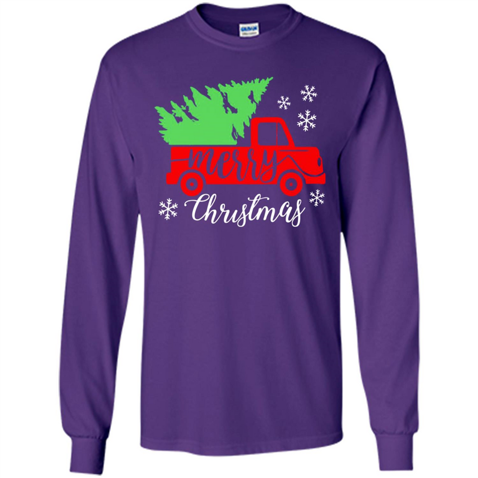 Vintage Christmas Classic Truck T-Shirt with Snow and Tree