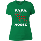Papa Moose Funny Christmas Plaid Buffalo T-Shirt - Ladies' Boyfriend T-Shirt