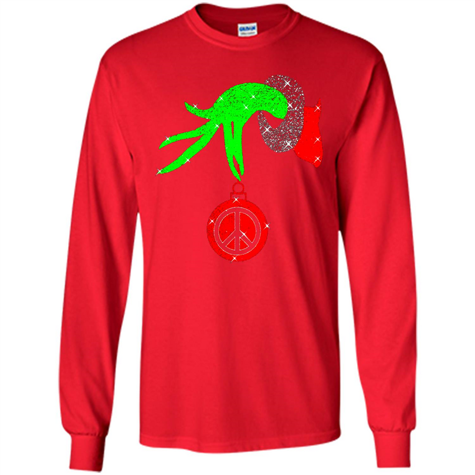 Christmas The Grinch Hand Holding Hippie Ornament - Long Sleeve T-Shirt